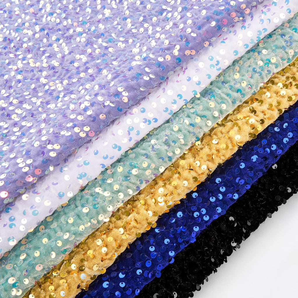 5 Yards Black Sequin Soft Velvet Fabric by The Yard