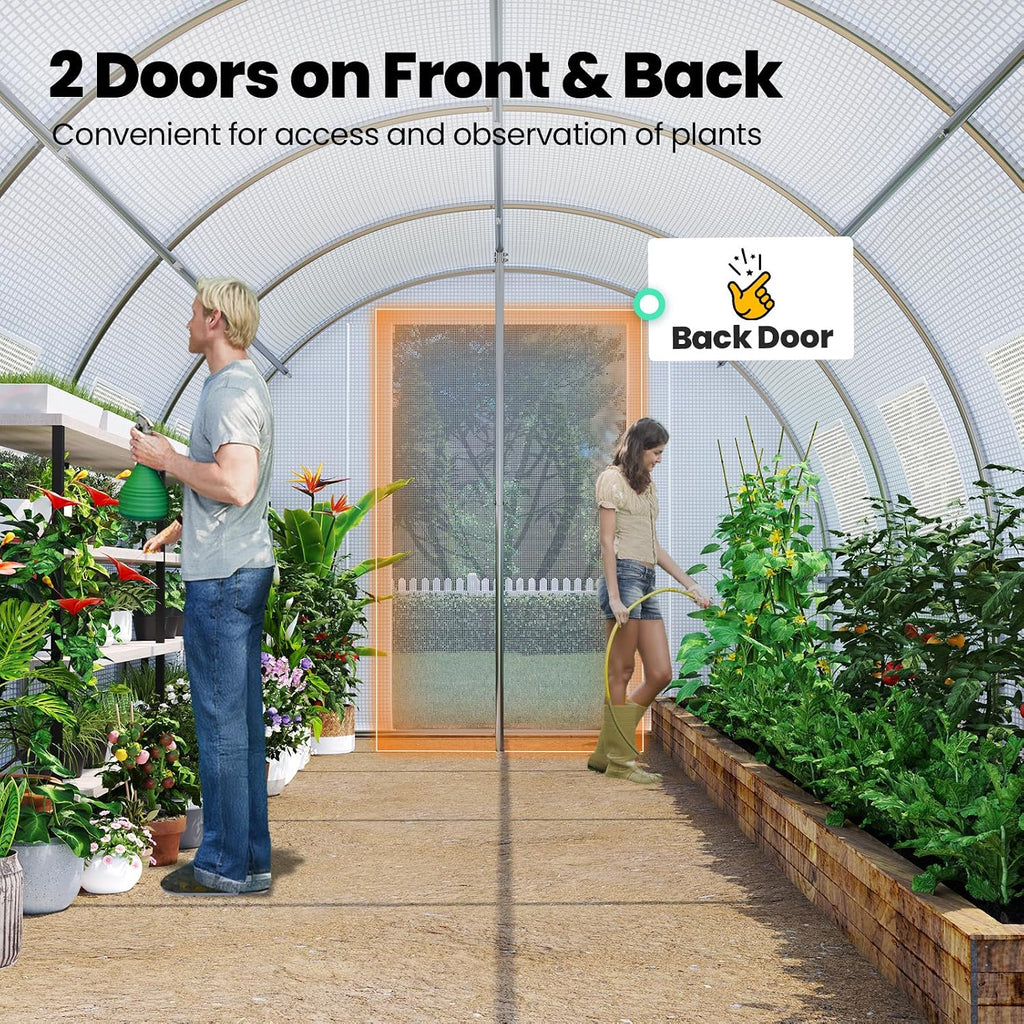 Premium 20x6.6x6.6FT Greenhouse for Outdoors Large Walk- | Upgraded Zipper Galvanized Metal Frame Mesh Door Screen