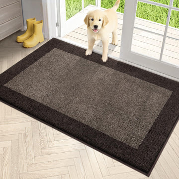 Dirt Trapping Indoor Door Mat, 34" x 60", Grayish Brown & Coffee