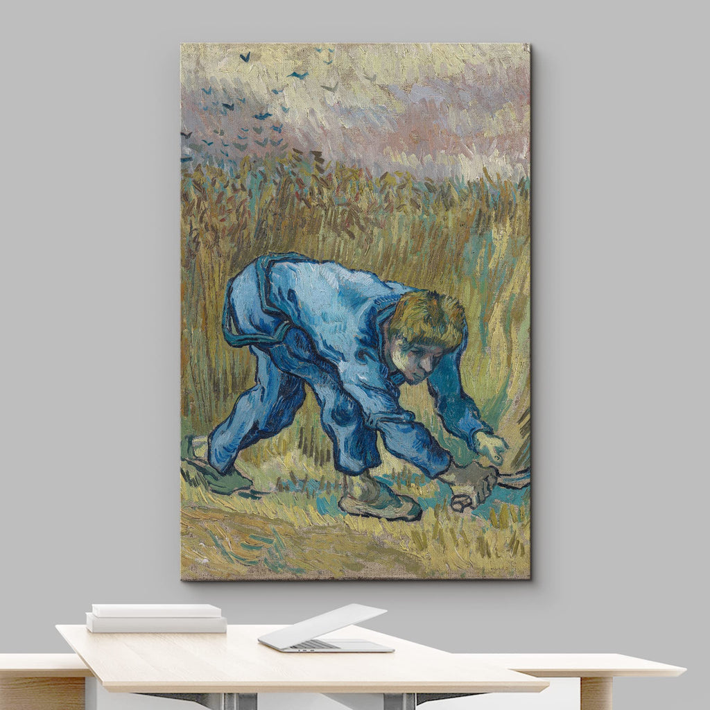 Canvas Print Wall Art Farm Reaper with Sickle by Vincent Van Gogh Classic Historic Illustrations Fine Art Decorative