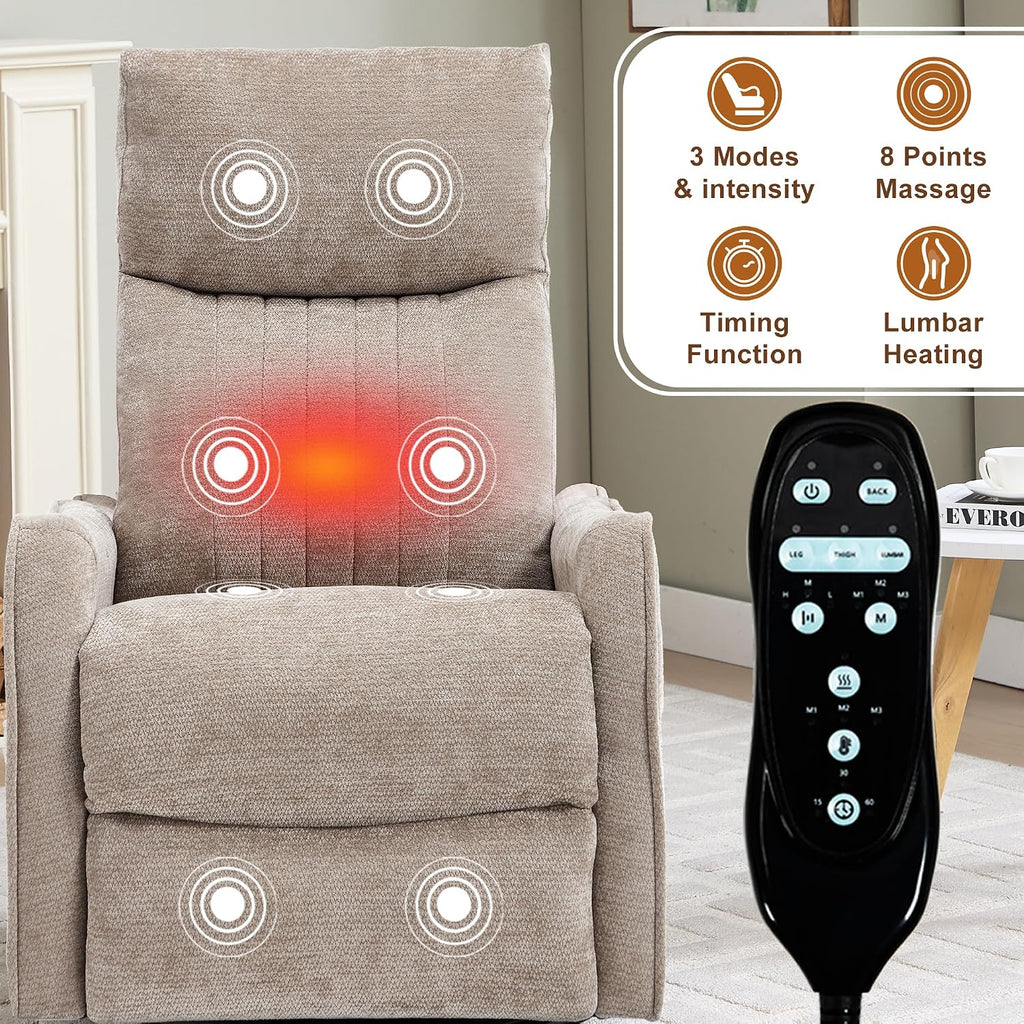 Swivel Rocker Recliner, Glider Rocker Recliner Chair, Manual Reclining Chair with Heated Massage, Small Spaces