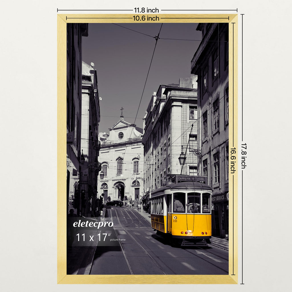 11x17 Picture Frames, Acrylic Cover, Gold, Set of 5