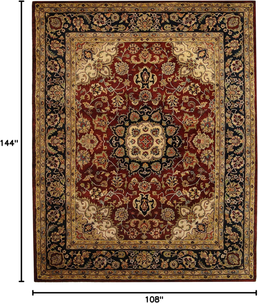 Classic 9' x 12' Burgundy / Navy Handmade Traditional Oriental Premium Wool Area Rug