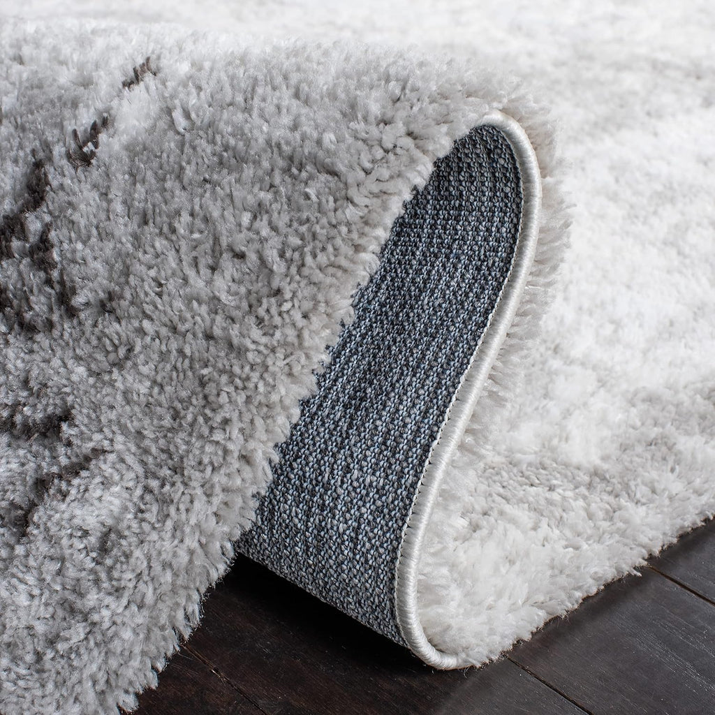 Berber Shag Collection Area Rug - 7' Square, Light Grey & Dark Grey, Non-Shedding & Easy Care, 1.25-inch Thick Ideal