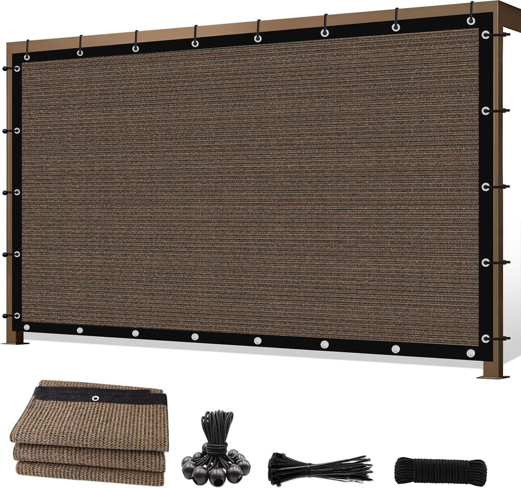 8' X 20' 90% Sun Shade Cloth Outdoor Patio Mocha Pergola Shades Cover Privacy Screen UV Block Porch Screens Canopy