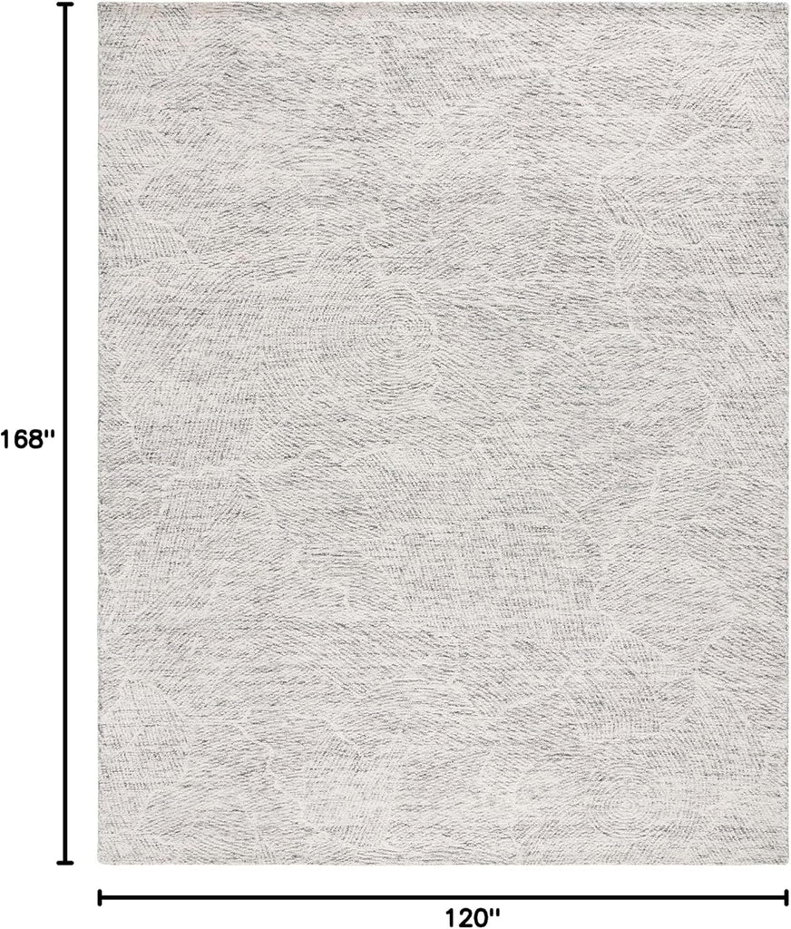 Metro Area Rug - 10' x 14', Dark Grey & Ivory, Handmade Wool