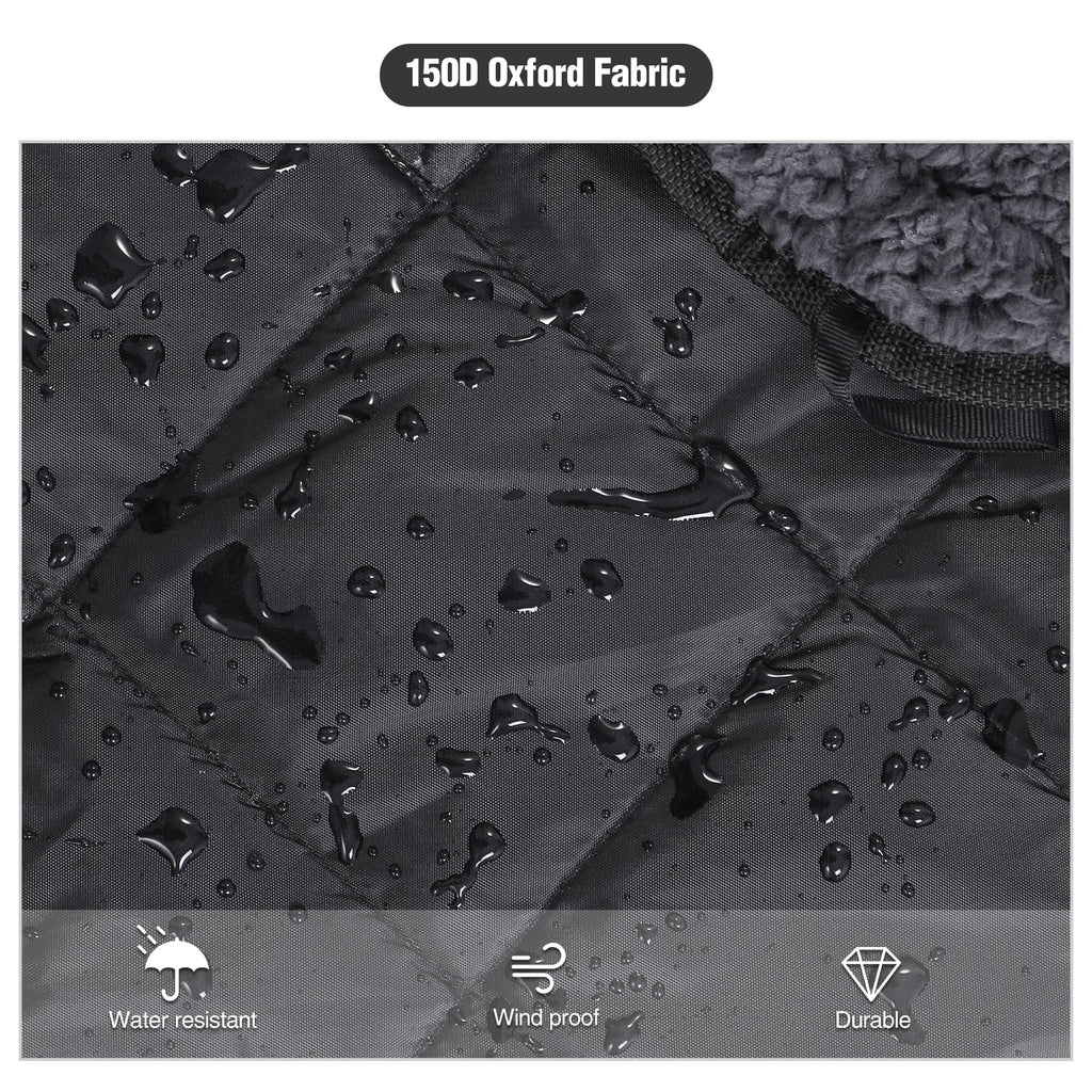 Large Camping Blanket with Sherpa Lining, Black 59"x50"