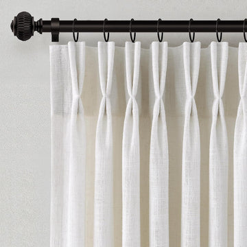Natural Linen Curtains 84 Inch Length 2 Panels Neutral Textured Pinch Pleated Curtains Ivory Cream Beige Light