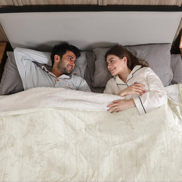 Electric Heating Blanket Queen Size, Cozy Flannel Sherpa Heated Electric Blanket with 5 Heating Levels & 10 Hours