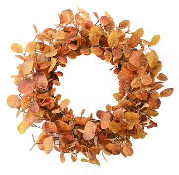 20" Fall Wreath for Front Door, Golden Eucalyptus Leaves