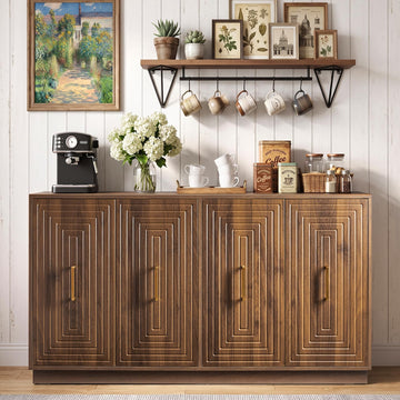 Buffet Cabinet with Storage, Modern Fluted Sideboard
