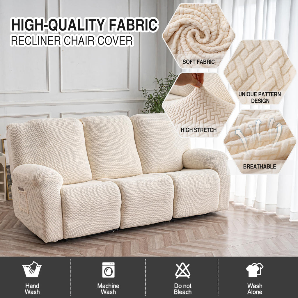 Recliner Sofa Cover Stretch Couch Covers, Sofa Slipcover for Reclining Couch Thick Jacquard Furniture Protector