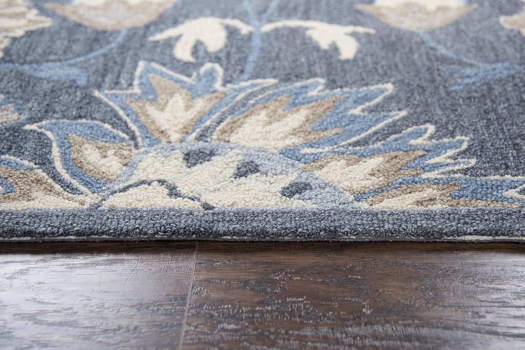 Resonant Wool Area Rug 10' x 13' Dark Gray/Blue Gray/Tan/Coco/Gray Floral
