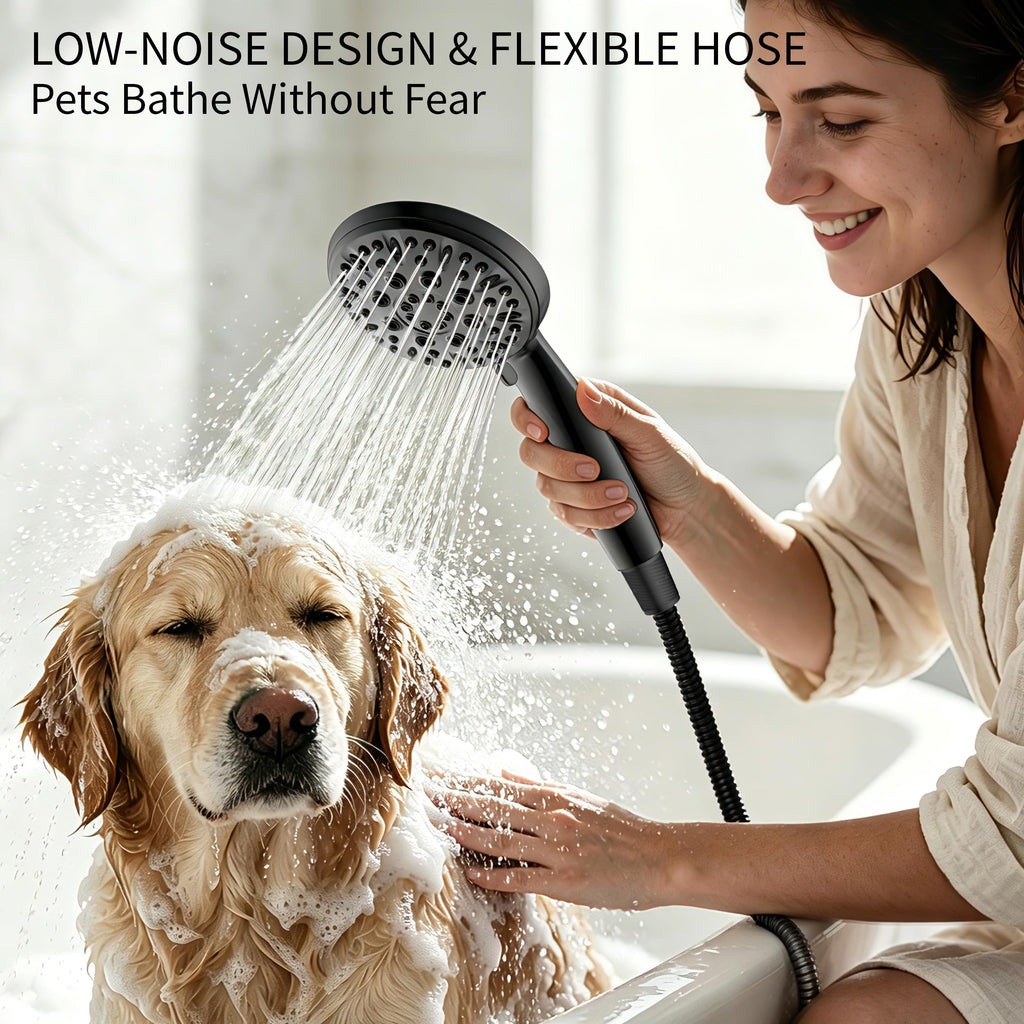 Matte Black Shower Head, 6 Spray Modes Handheld Showerhead