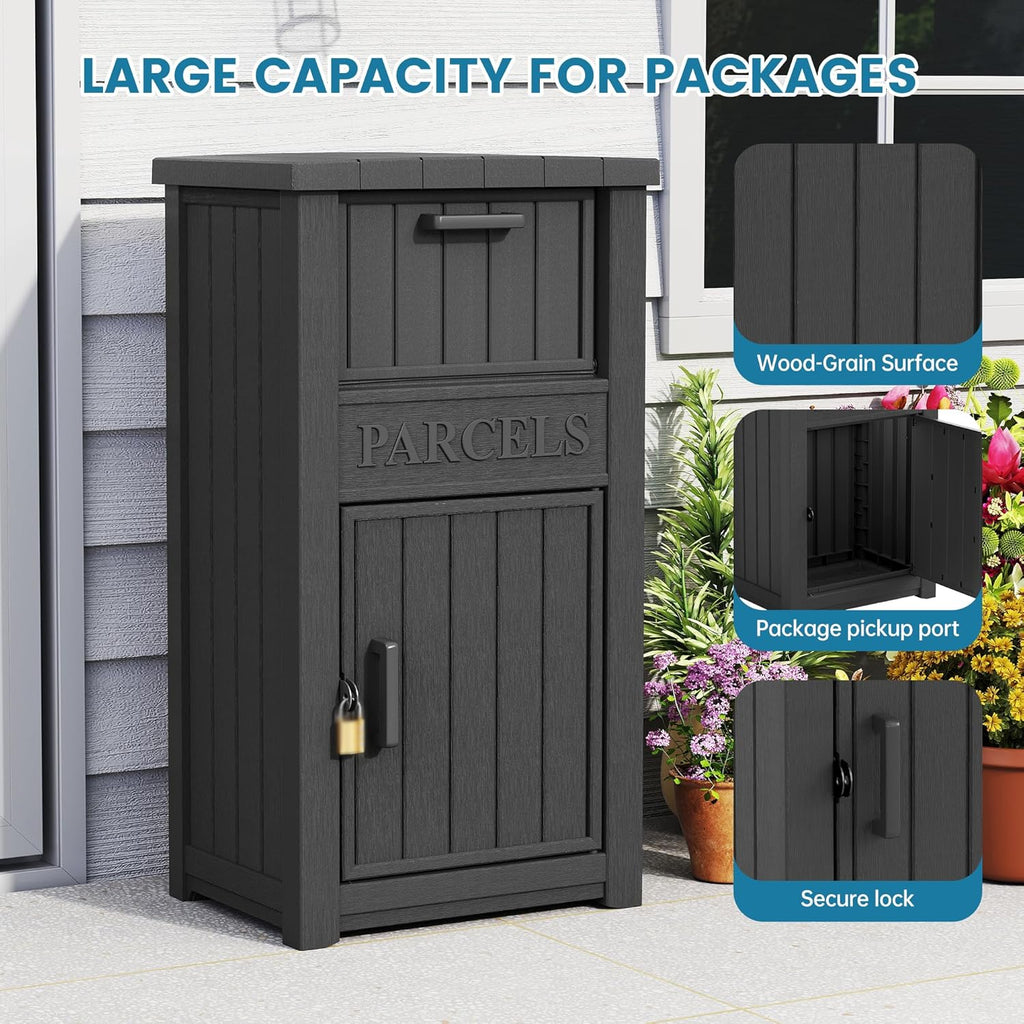 Package Delivery Box Theft Large Parcel Drop Box Storage, Black(60 Gallon)