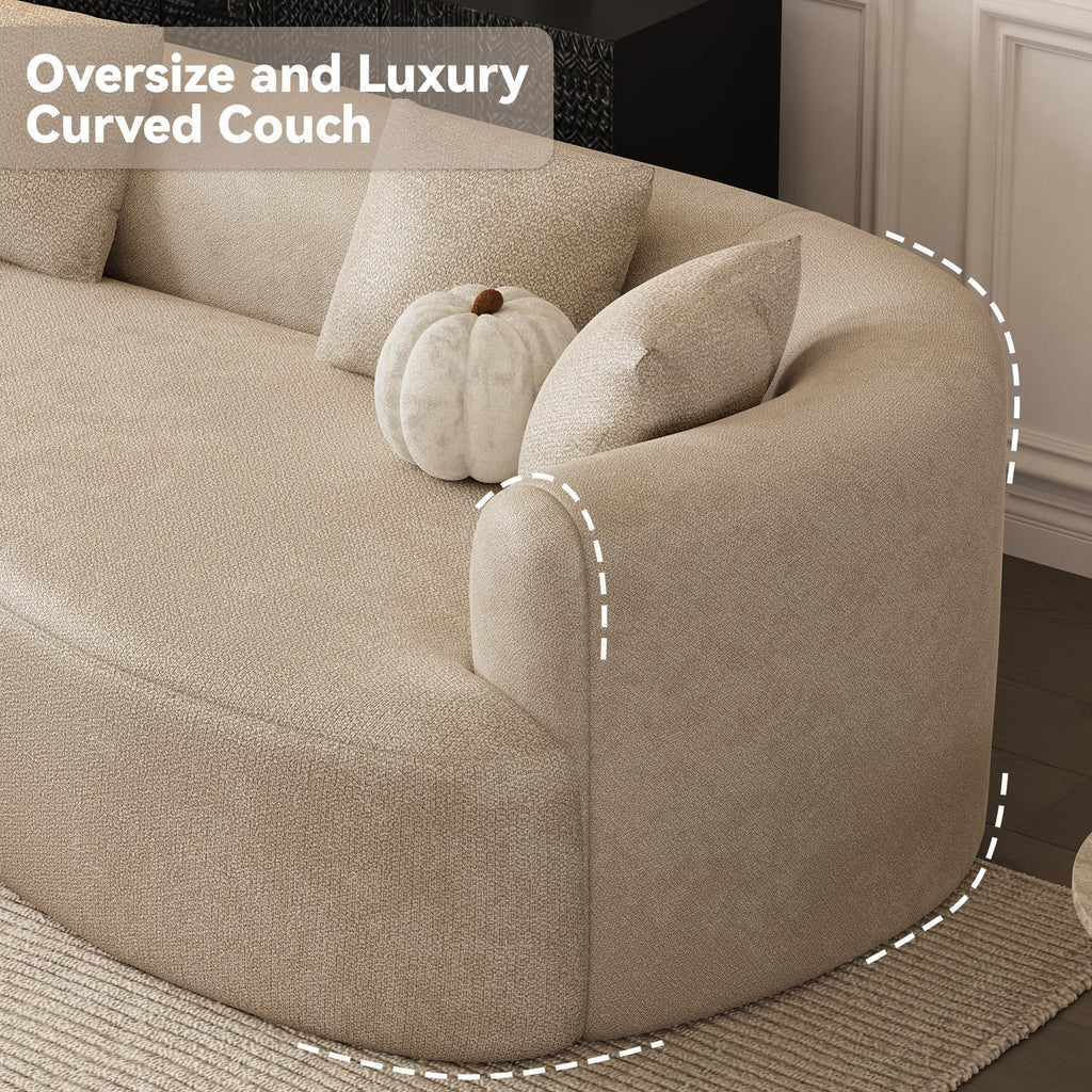111" Oversized Boneless L-Shaped Sectional Sofa, Light Brown