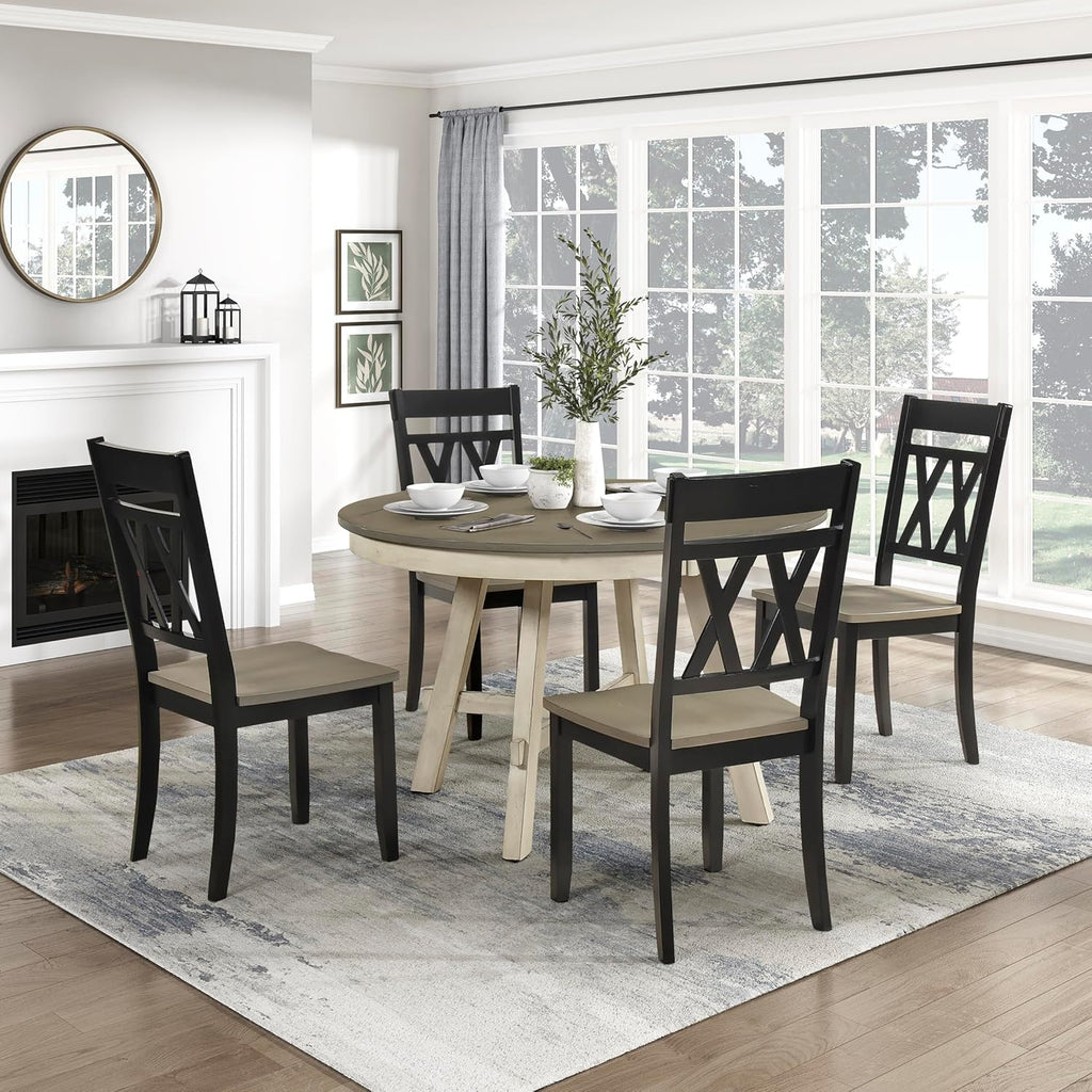 48 Inch Dia. Modern Round Dining Table, Wooden Kitchen Table, Seats for 4 People, Space Saving, for Kitchen, Dining