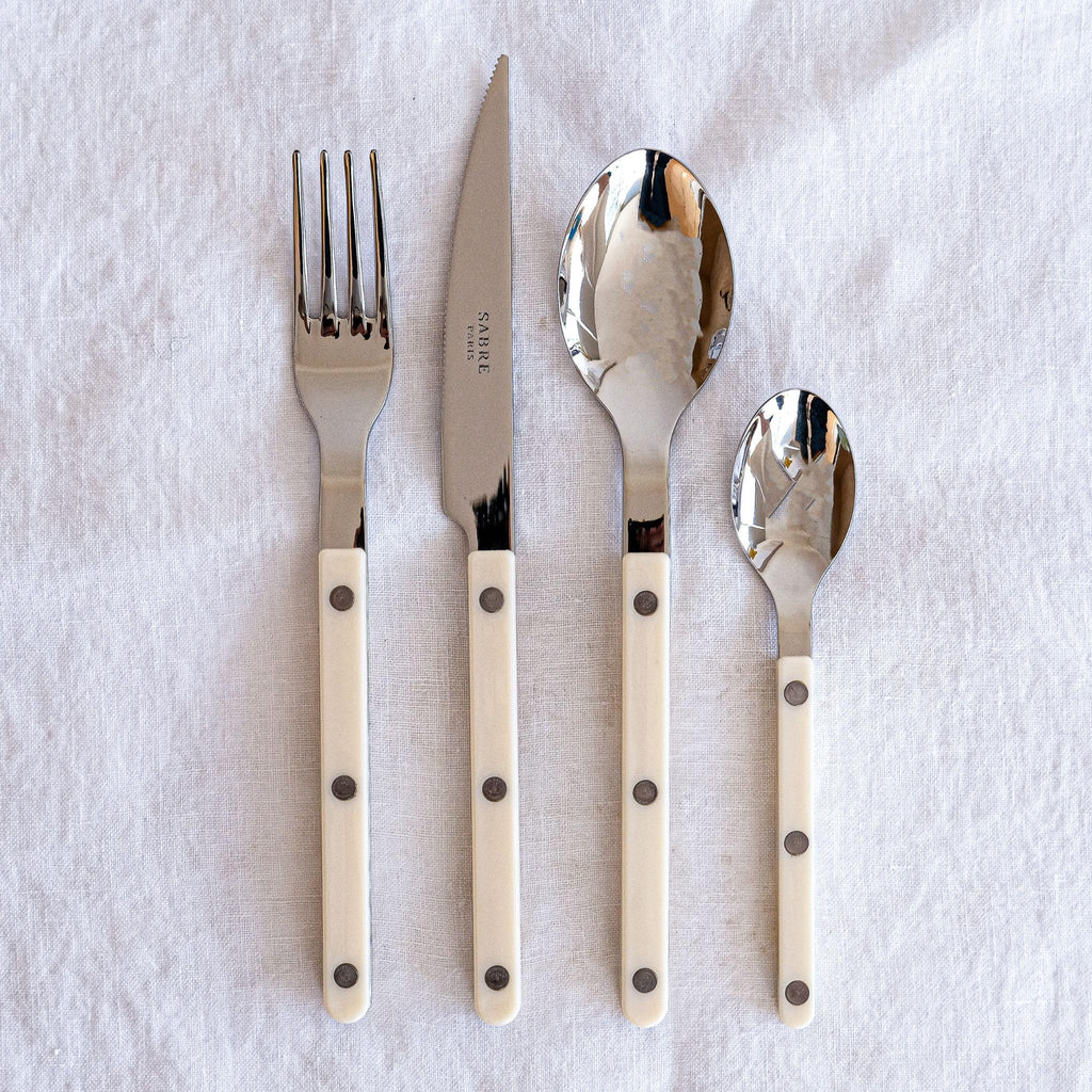 Flatware Set for 4 - Bistrot Collection - Knife, Fork, Soup Spoon, Teaspoon & Dessert Fork - Stainless Steel