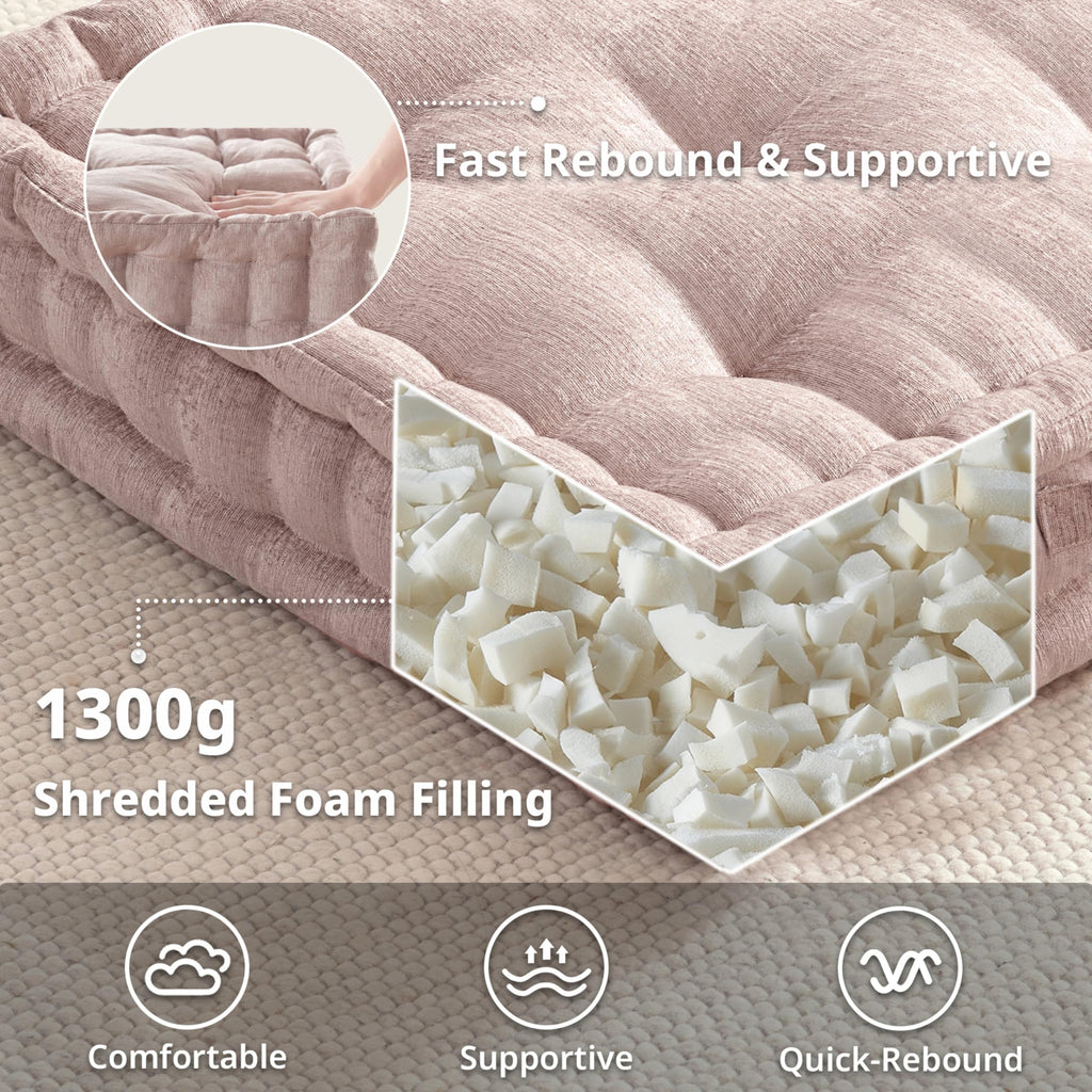 Floor Pillow, Large Cushion for Meditation, 24x24 Blush
