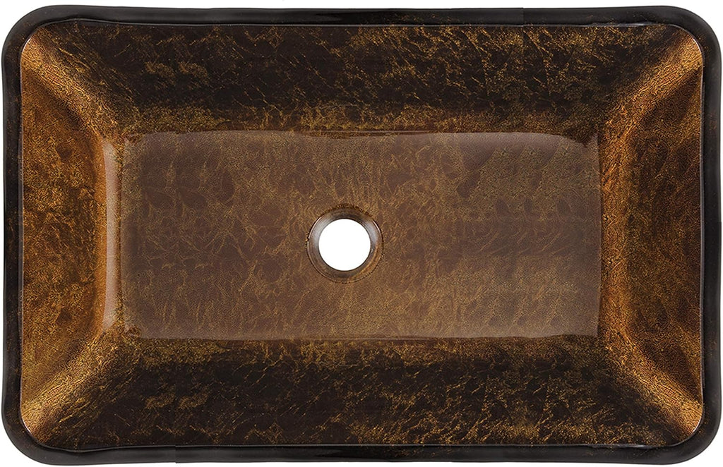 Vigo Vessel Sink Brown - 23” Artistic Rectangular Bathroom Vessel Sink