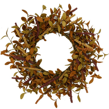 20 inch Fall Wreath Autumn Door Wreath with Eucalyptus Leaves, Mixed Grain for Front Door Farmhouse Indoor Outdoor