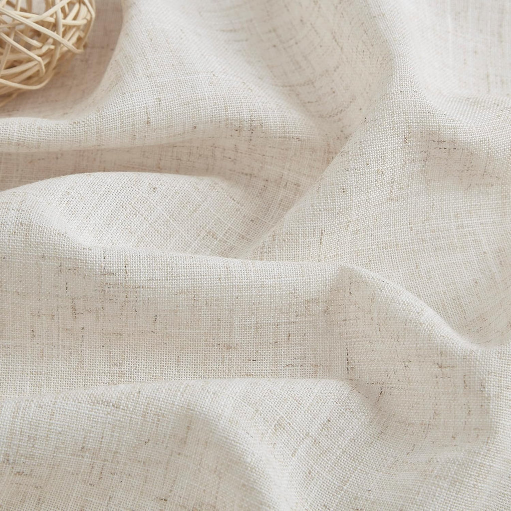 Natural Pinch Pleated Semi Sheer Curtains Textured Linen Blended Light Filtering Window Curtains 90 inch for Living