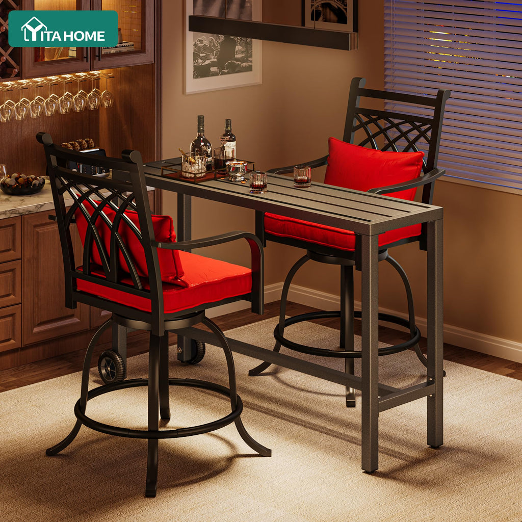 55" Outdoor Bar Table with Wheels