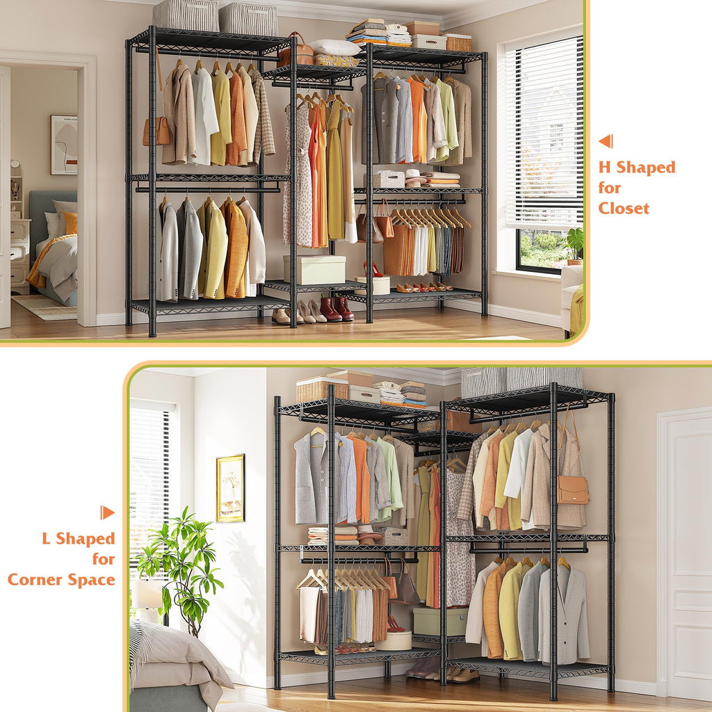 Clothes Rack, L Shaped Portable Closets for Hanging Clothes, 900LBS