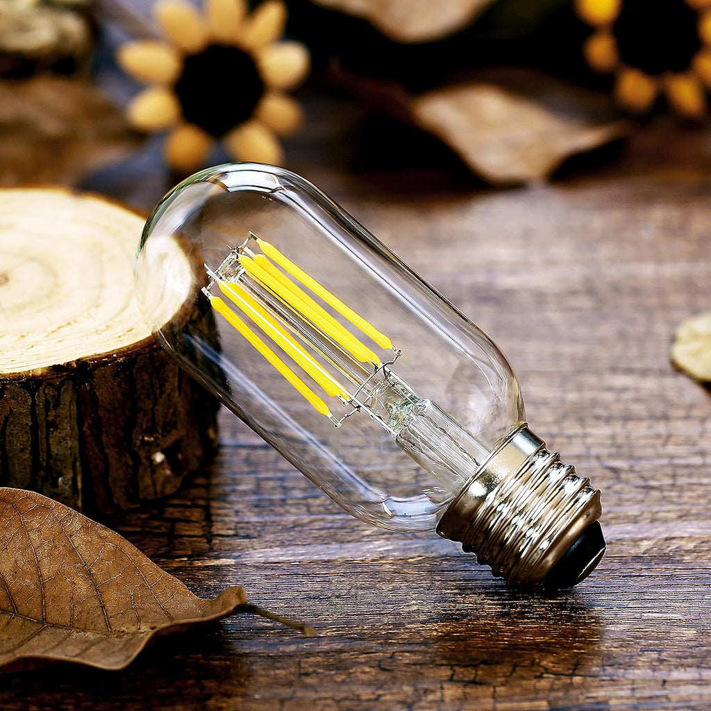 Dimmable Vintage Edison Tubular LED Bulb T45/T14, 6 Watt E26 Medium Base, 4000K Daylight White, 60 Watt Equivalent