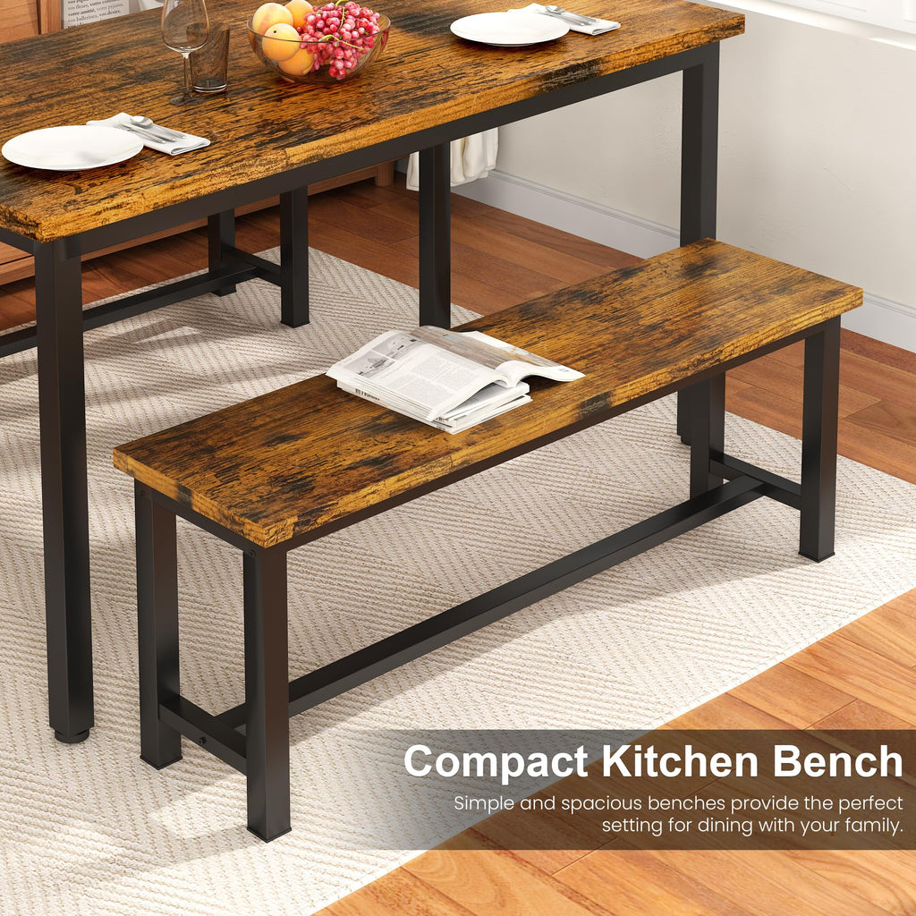 Dining Benches, 39 Inch Kitchen Bench, Pair of 2, Industrial Entryway Benchs Dining Room Bench with Metal Legs