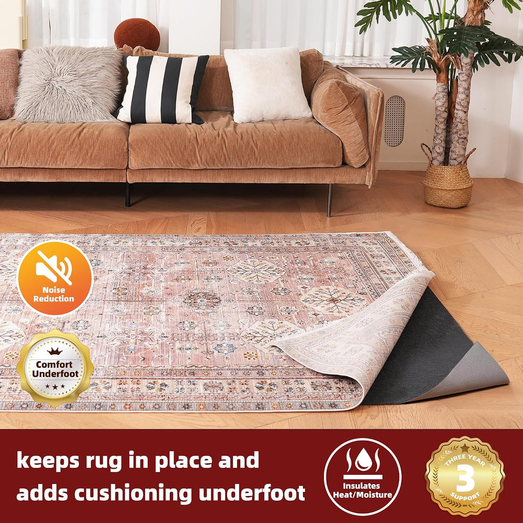 BAGAIL Felt and Natural Rubber Backing Rug Pads 1/4" Thick, 8 x 10 Ft Non Slip Carpet Gripper Keep Rugs in Place - Set of 80