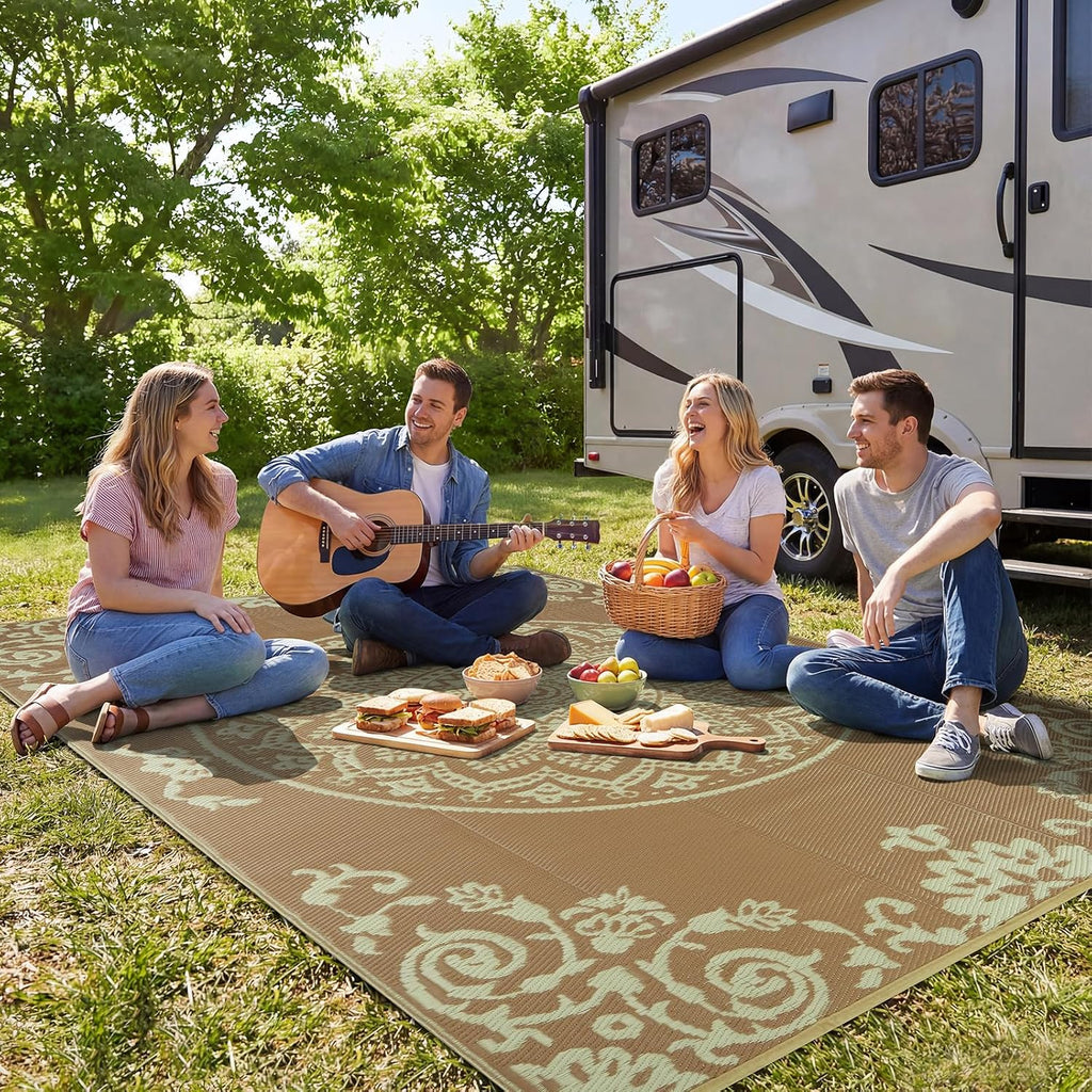 Outdoor Rug Waterproof 6x9 ft, Reversible Outdoor Plastic Straw Rug, UV-Resistant Patio Rug Lightweight Portable RV