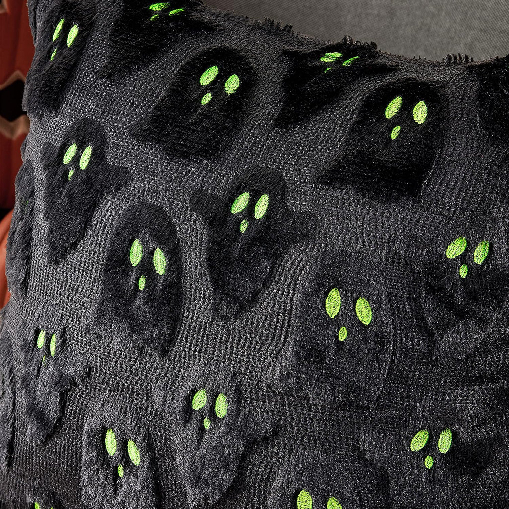 Black Halloween Pillow Covers Cute Ghost Decor Set of 2 18x18