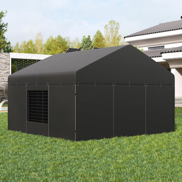 Outdoor Dog Kennel Steel Ideal Dog Fence for Medium/Small Dogs Anti-Rust Coating Cage with Roof All Weather Resistant