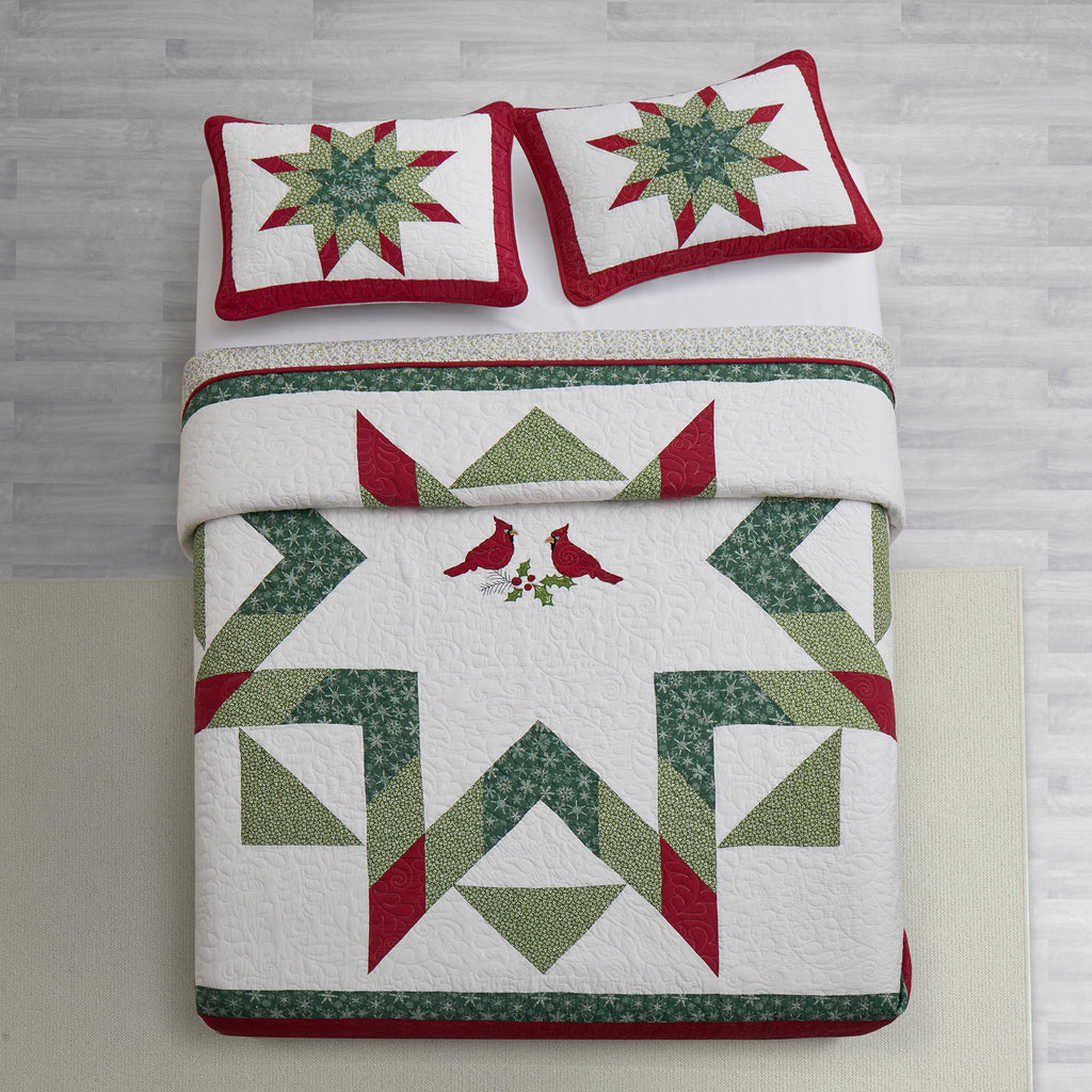 Christmas Quilt King Size Cotton Bedding Holiday Comforter Set