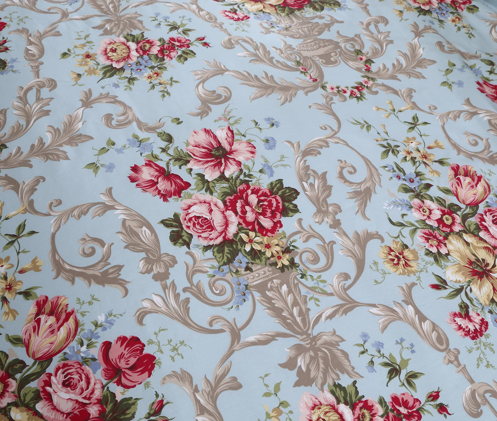 Chic Boho Shabby Floral Classic Luxury Collection Cal King Size 3Pcs Duvet Cover Set Elegant Peony Leaves Bedding