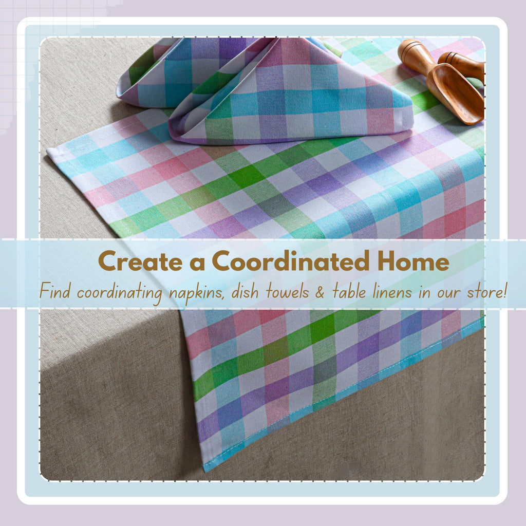 Gingham Window Kitchen Curtains, 2 Pack, Multicolor, 54x18 Inches, Rod Pocket, Semi Sheer, Decorative Valance Topper
