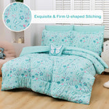 Mooreeke Bed in a Bag for Kids Girls Teens, 6 Pieces Twin Comforter Bed Set with Shams
