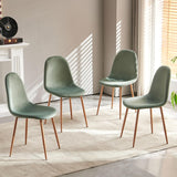 Howtek Dining Chairs Set of 4, Mid Century Modern Green Velvet Upholstered Fabric Kitchen Chairs with Backrest & Metal