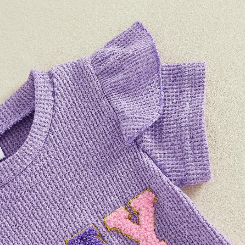 Toddler Baby Girl Birthday Outfit Donut Birthday Girl Shirt Ruffle Sleeve T-shirt Top Shorts Set Cute Summer Clothes