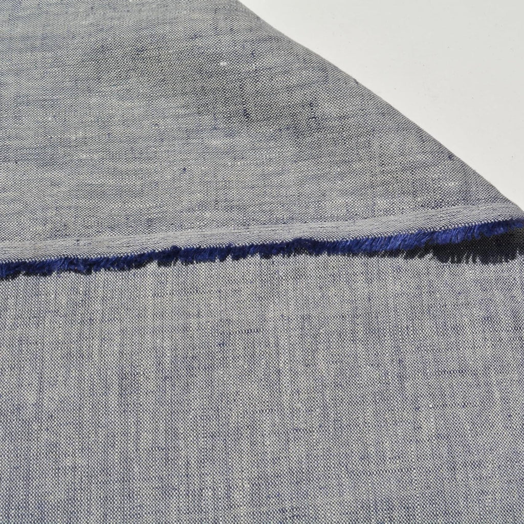 100% Linen Fabric by the Yard | Navy White Linen Fabric | Midweight Solid Weave 60 Inch Wide | Linen Material for