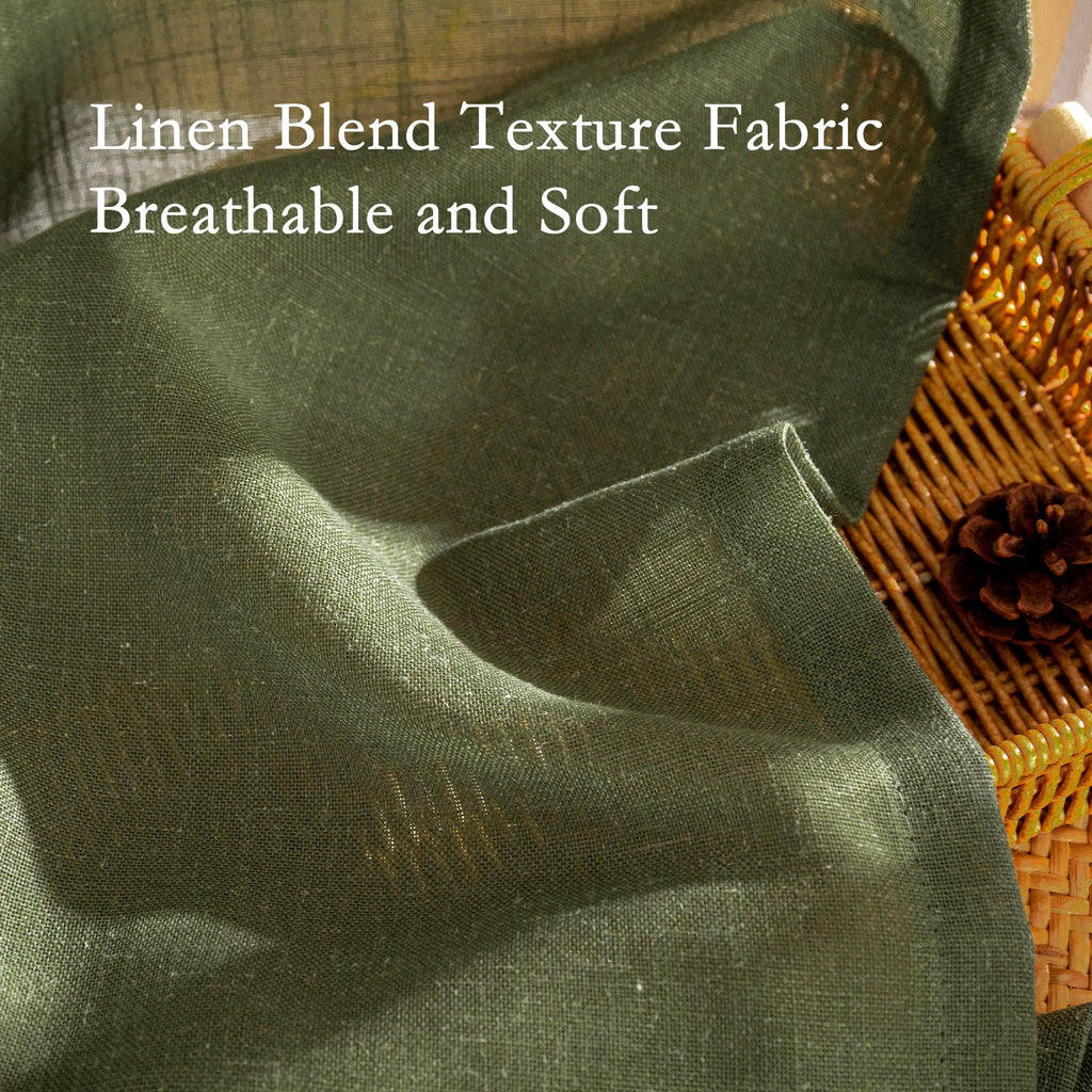 Living Room Curtains 90 Inches Long Farmhouse Light Filtering Privacy Curtain Drapes, Linen Look Texture Fabric
