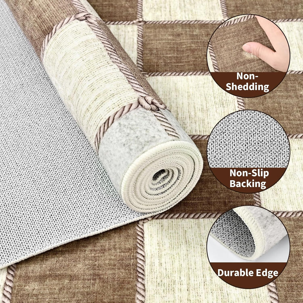 Checkered Area Rugs, Washable Large Bedroom Rug
