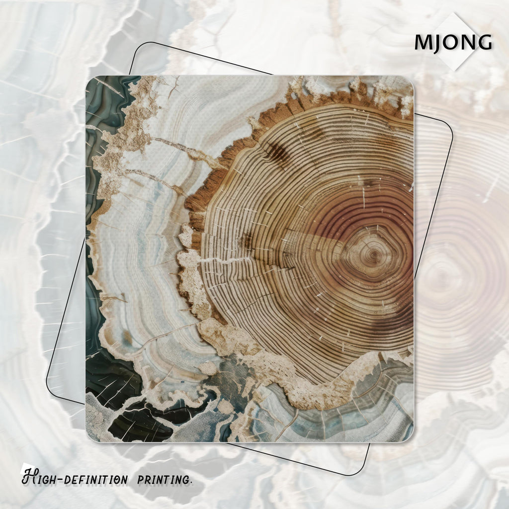 Abstract Nature Framed Wall Art, Modern Boho Tree Ring Canvas Prints Decor, Rustic Wood Slice Painting in Wood Frame