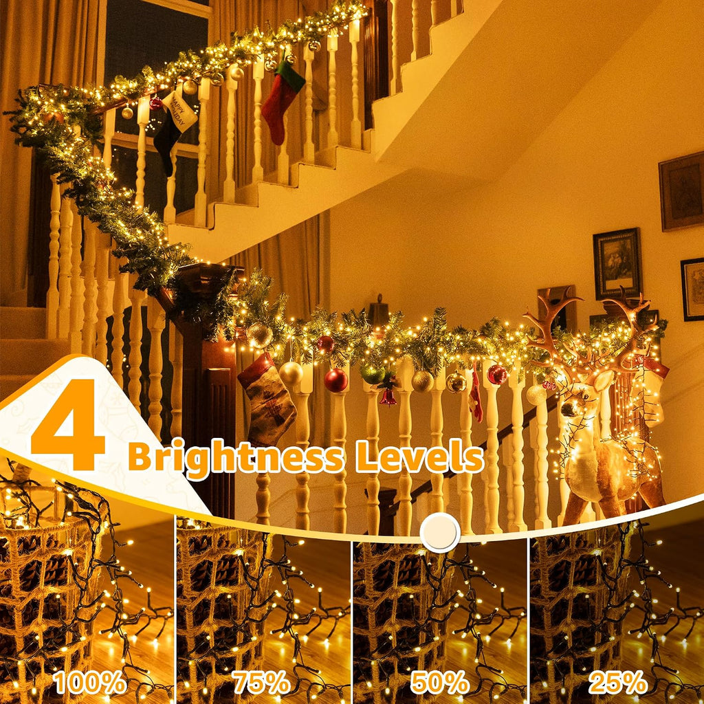 Cluster Lights Christmas 400LED 20FT, Conncetable Tree Lights Plug