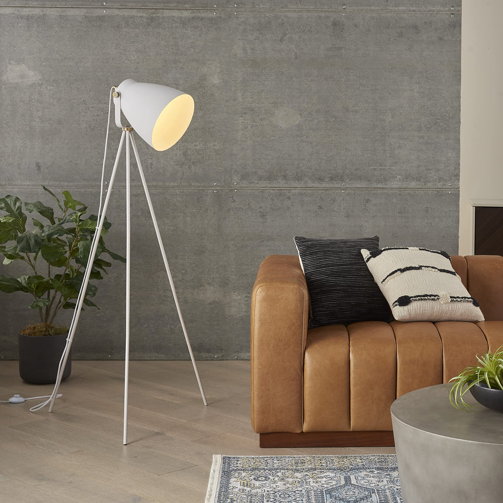 Home 57" Tripod Floor Lamp, Modern, Industrial, Transitional, White