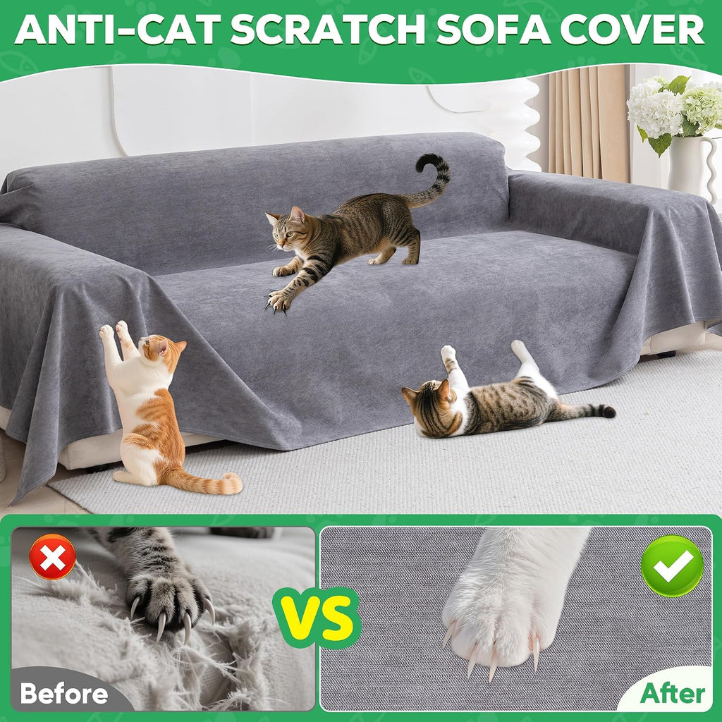 Cat Scratch Proof Furniture Protector Waterproof Sofa Cover 118"x71"