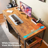 Computer Desk with 6 Drawers, Office Desk with Shelves, Reversible Gaming Desk, Corner Desk with Storage, Work, Study