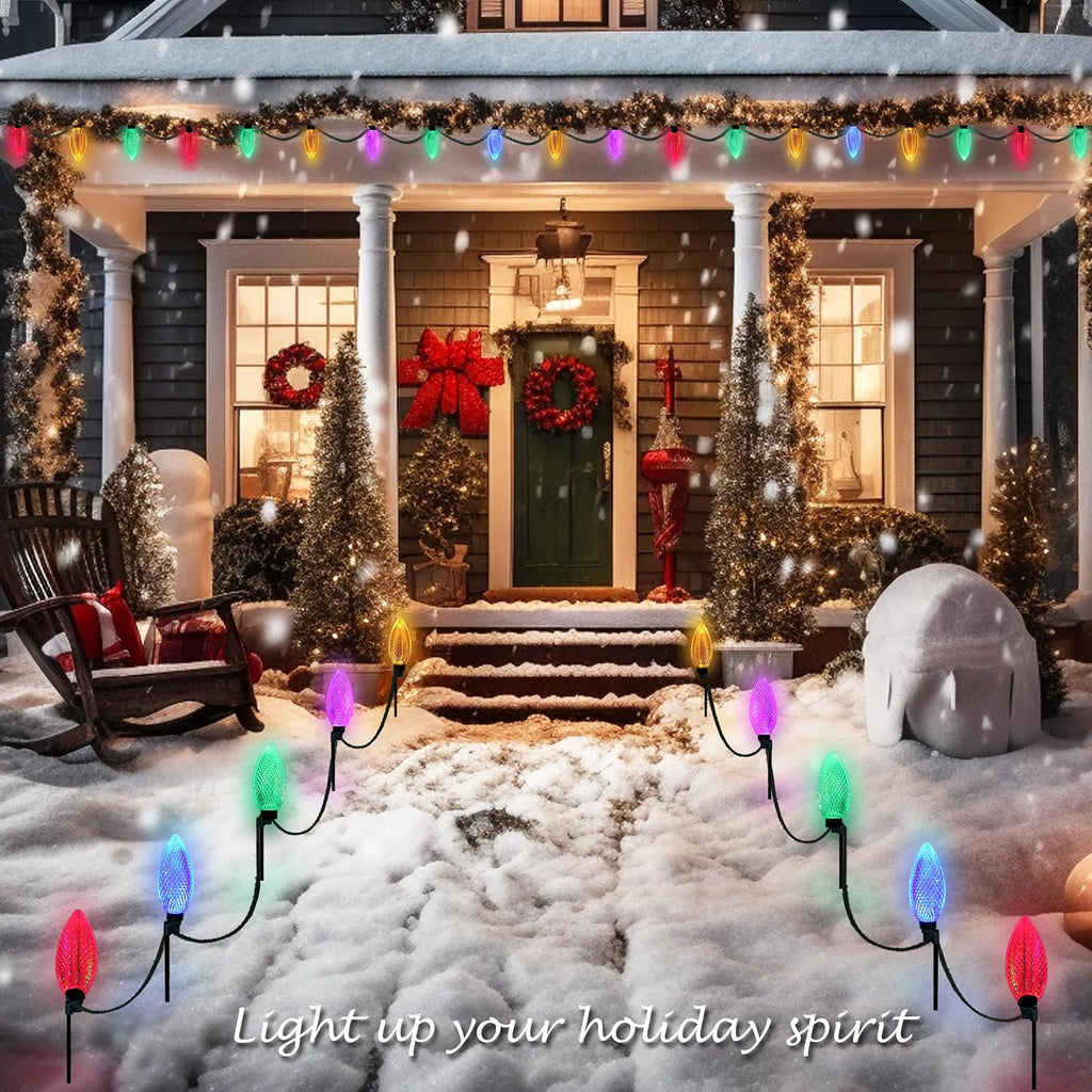10PCS LED 24.6FT Christmas Pathway Lights Outdoor Multi & Warm