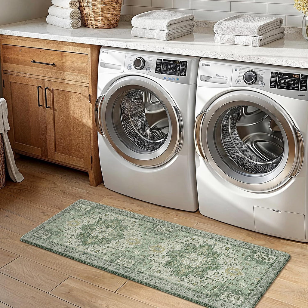 Anti Fatigue Kitchen Mats for Floor 2PCS, Cushioned Standing Mats | 17.3"x47"&17.3"x30", Light Green vintage boho rug